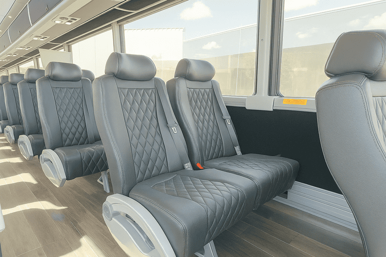 interior of Carson Shuttle Bus Company charter bus